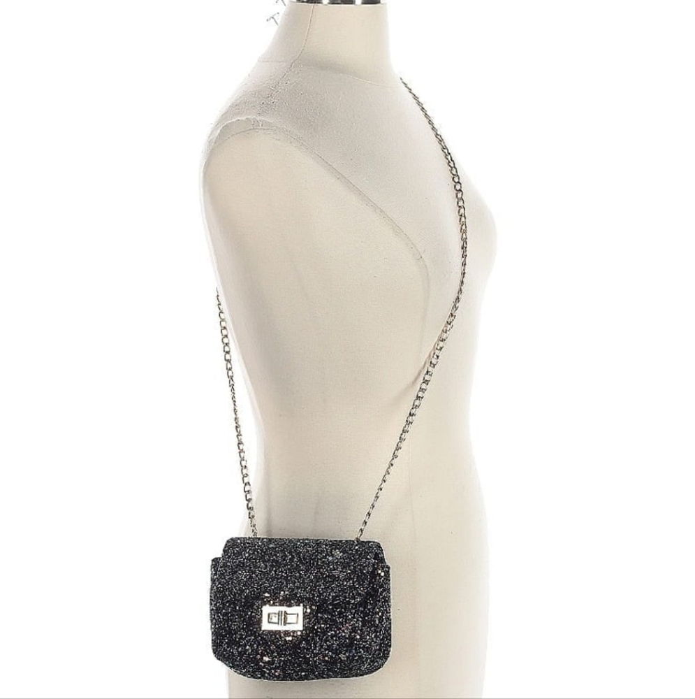 Elegant Black Glitter Crossbody Bag